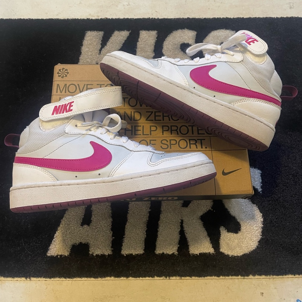 Nike Shoes | Nike Big Girls Mid Top Sneaker | Color: Pink/White | Size: 6.5Y |